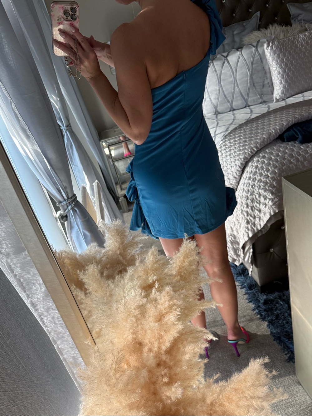 Blue Ruffle Cocktail Dress - Picture 3 of 6